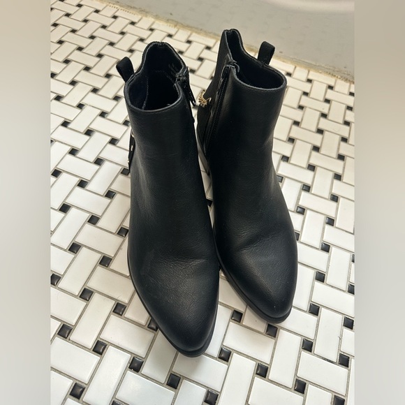 Black Ankle Boots with Gold Chain Detail - Picture 3 of 7